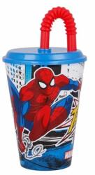 Javoli Pókember Web-Jump szívószálas pohár, műanyag 430 ml (STF51330)