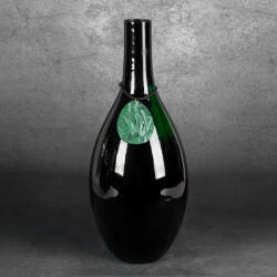 Capri üveg váza malachit medállal Fekete/zöld 18x18x48 cm