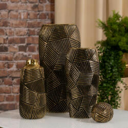  Emmi 06 kerámia váza Fekete/arany 12x12x25 cm
