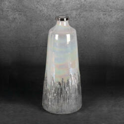  Aden üveg váza fém peremmel Krémszín/ezüst 15x15x36 cm