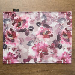  4db-os Rózsaszín virágmintás bársony asztali alátét szett 30x40 cm