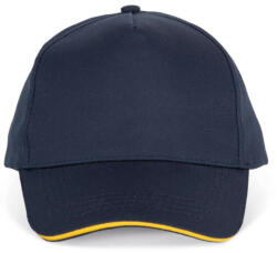 K-UP KP130 tépőzáras öt paneles pamut baseball sapka K-UP, Navy/Yellow-U (kp130nv-ye-u)
