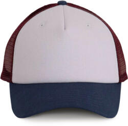 K-UP KP170 hálós baseball sapka 5 panellel, műanyag csattal K-UP, White/Indigo/Wine-U (kp170wh-ind-wn-u)