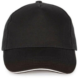 K-UP KP124 SANDWICH baseball sapka 5 paneles, pamut twill anyagból K-UP, Black/White-U (kp124bl-wh-u)