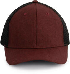 K-UP KP142 ívelt ellenzős 6 paneles hálós baseball sapka K-UP, Tawny Port Heather/Black-U (kp142twph-bl-u)