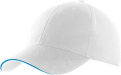 K-UP KP207 kontrasztos szendvics ellenzős 6 paneles baseball sapka K-UP, White/Aqua Blue-U (kp207wh-aq-u)
