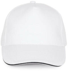 K-UP KP124 SANDWICH baseball sapka 5 paneles, pamut twill anyagból K-UP, White/Navy-U (kp124wh-nv-u)