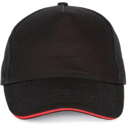 K-UP KP124 SANDWICH baseball sapka 5 paneles, pamut twill anyagból K-UP, Black/Red-U (kp124bl-re-u)