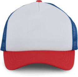 K-UP KP111 hálós baseball sapka 5 paneles K-UP, White/French Red/Reflex Blue-U (kp111wh-fre-ref-u)