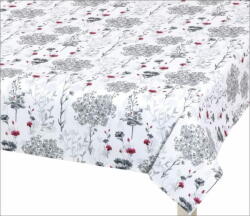 Asztalterítő DITA - 140x180 cm - Gally szürke, piros, fehér