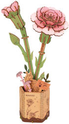 Rowood Puzzle 3D, din lemn, Garoafa roz, 124 piese (TW051)