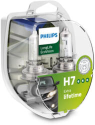 Philips Set 2 Becuri Far H7 55W 12V Long Life Ecovision Philips (12972LLECOS2)