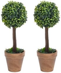 vidaXL Plante artificiale cimișir cu ghiveci, 2 buc. verde 33 cm minge (336515)