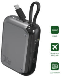 4smarts Pocket külső akkumulátor USB Type-C kábellel, 10000mAh, 30W, szürke