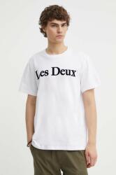 Les Deux pamut póló fehér, férfi, nyomott mintás, LDM101180 - fehér XL