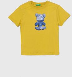 Benetton gyerek pamut póló sárga, nyomott mintás - sárga 98 - answear - 6 590 Ft
