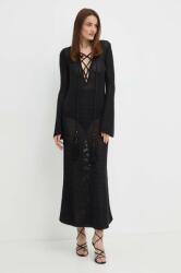 Luisa Spagnoli vászon ruha RUNWAY COLLECTION fekete, maxi, egyenes, 58359 - fekete Univerzális méret