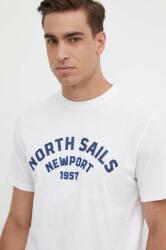North Sails pamut póló fehér, férfi, nyomott mintás, 692988 - fehér L