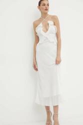 Bardot ruha OLEA fehér, maxi, testhezálló, 59176DB1 - fehér L