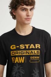 G-Star Raw pamut póló fekete, férfi, nyomott mintás, D24681-336 - fekete L