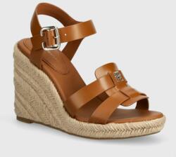 Tommy Hilfiger bőr szandál ESPADRILLE HIGH WEDGE LEATHER barna, FW0FW07925 - barna Női 39