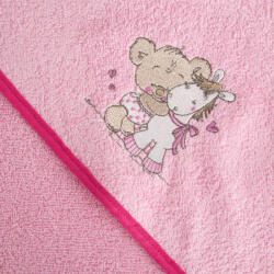  Baby43 maci pónival kapucnis gyerek törölköző Rózsaszín 100x100 cm