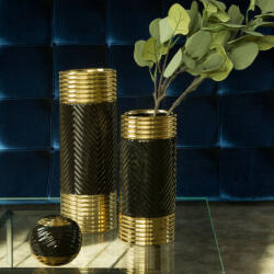  Elif kerámia váza Fekete/arany 12x12x33 cm