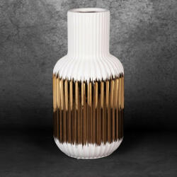 Mona 09 kerámia váza Fehér/arany 18x18x40 cm