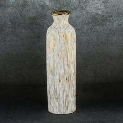  Anisa kerámia váza Fehér/arany 12x12x40 cm