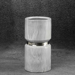  Aliza2 márványos hatású kerámia váza Szürke/ezüst 10x10x20 cm