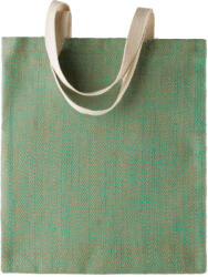 Kimood KI0226 festett juta táska pamut fülekkel Kimood, Natural/Water Green-U (ki0226na-wg-u)