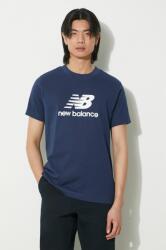 New Balance pamut póló Sport Essentials sötétkék, férfi, nyomott mintás, MT41502NNY - sötétkék M