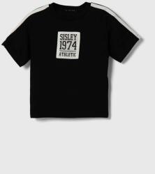 Sisley gyerek pamut póló fekete, nyomott mintás - fekete 140 - answear - 7 490 Ft