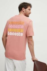Lacoste pamut póló rózsaszín, férfi, nyomott mintás - rózsaszín XXL