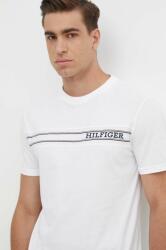 Tommy Hilfiger pamut póló fehér, férfi, nyomott mintás, UM0UM03196 - fehér XL