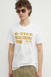 G-Star pamut póló fehér, férfi, nyomott mintás, D24681-336 - fehér L