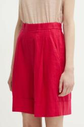 United Colors of Benetton vászon rövidnadrág rózsaszín, sima, magas derekú - rózsaszín XL