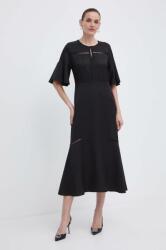 HUGO BOSS ruha vászonkeverékből fekete, midi, harang alakú, 50512807 - fekete 36