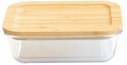 Pebbly Dóza , PKV-037, skleněná, na jídlo, obdélník, 1, 8 l, bambusové víko, 23 x 16 x 8 cm