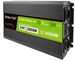 Green Cell Инвертор green cell, 24/220v, dc/ac, 3000w/6000w, invgcp3000lcd lcd Чиста синусоида (gc-inv-24v-3000w-p3000lcd) - megamag