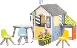 Smoby Házikó meteorológiai állomás kerti pihenőrésszel Négy évszak 4 Seasons Playhouse Smoby szélcsengővel szélmérővel és esőmérővel (SM810231-E)