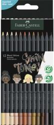 Faber-Castell Színes ceruza készlet 12db-os Faber-háromszögletű fekete test 116414 Black Edition test színek, bőrtónusok színezéséhez