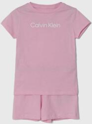 Calvin Klein Underwear gyerek pamut pizsama rózsaszín, nyomott mintás - rózsaszín 152-164