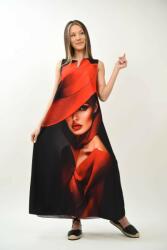 FashionLand ROCHIE MAXI ENIGMA SCARLET LADY IN RED - PORTRETUL SOFISTICAT AL ELEGANTEI TALIE UNICA Multicolora