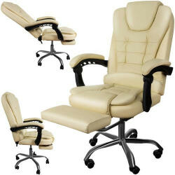 Malatec Irodai szék lábtartóval , eco bőr , krémszínű Malatec 23287 (5900779949317)
