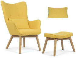 Sofotel Skandináv stílusú szárnyas szék lábtartóval, sárga - Sofotel (2043)