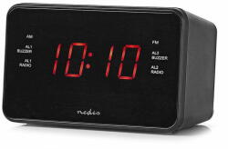 Nedis digitális ébresztőóra rádióval/ LED kijelző/ 3, 5 mm-es jack/ AM/ FM/ késleltetett ébresztés/ kikapcsolási időzítő/ 2 ébresztés/ fekete színű - mall - 13 560 Ft