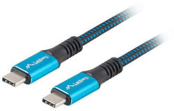 Lanberg USB-C M/M 4.0 kábel 1.2m 100W 8K 30Hz kék-fekete (CA-CMCM-45CU-0012-BK)