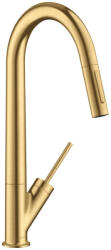 Hansgrohe Baterie de bucătărie, Axor, Starck, cu pipă extractibilă, auriu periat, 10821250 (10821250)