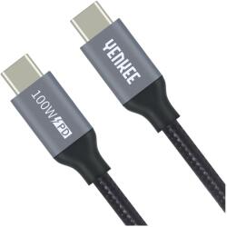 YENKEE YCU 323 BK USB-C apa - USB-C apa 3.1 Adat és töltőkábel - Fekete (1.5m) (YCU 323 BK) (YCU 323 BK)